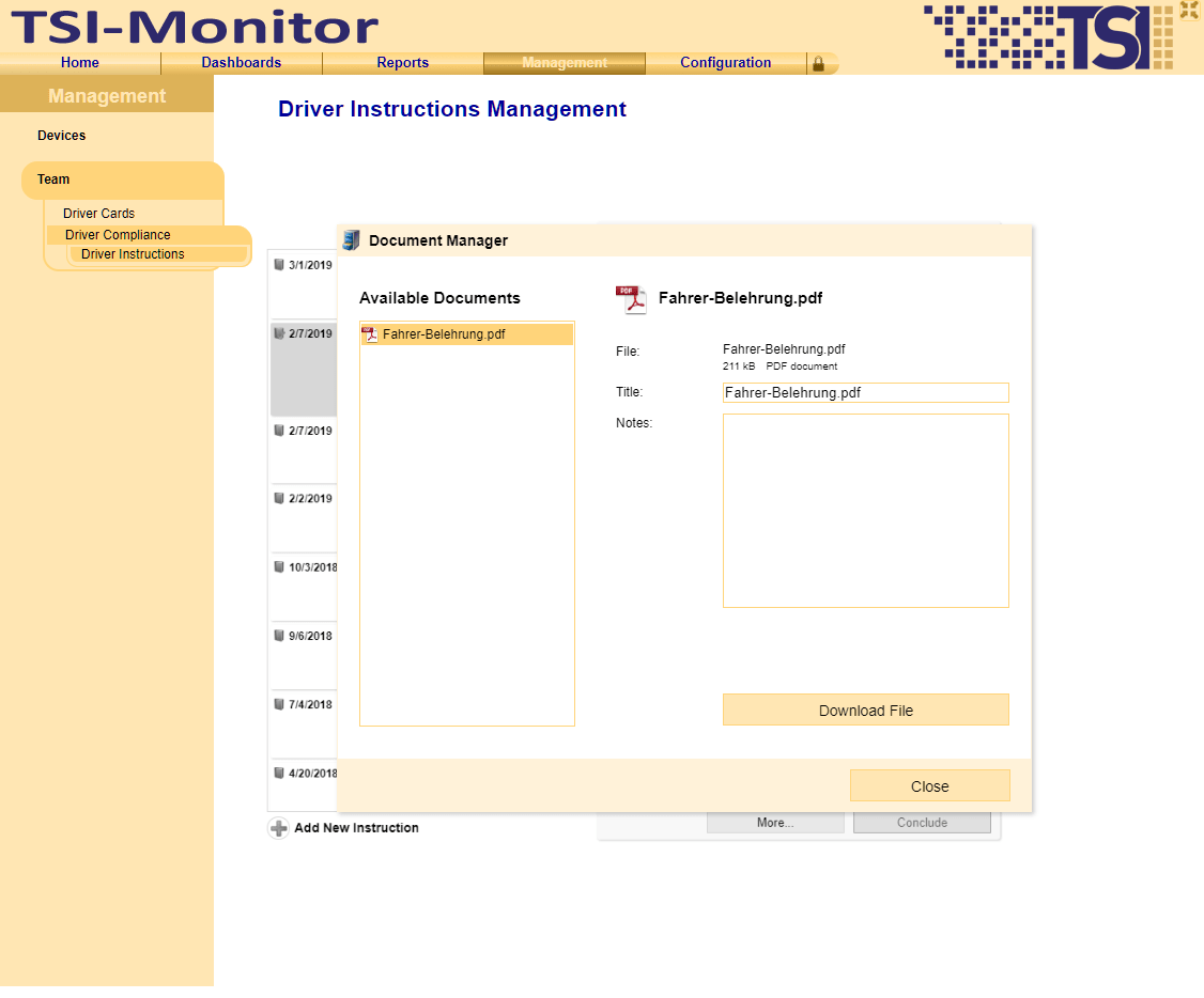 Integrated document management for completed instructions